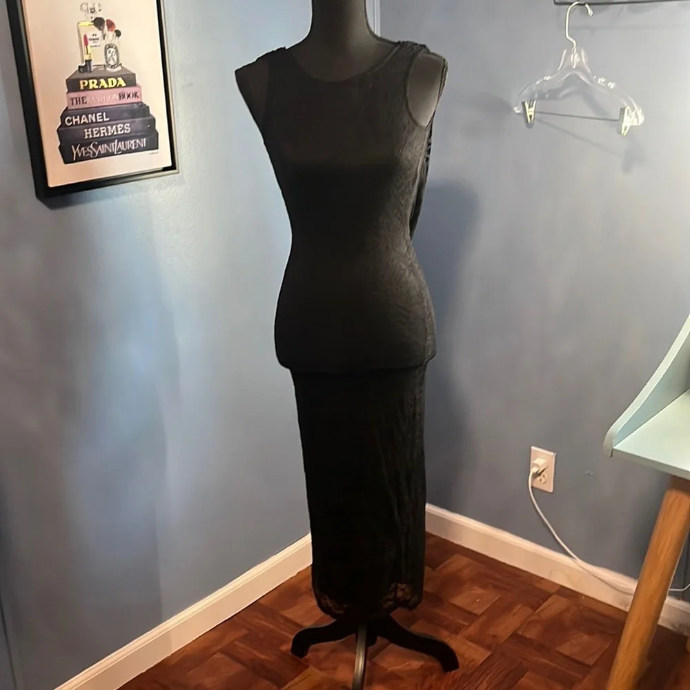ASOS black lace open back dress - Picture 1 of 5